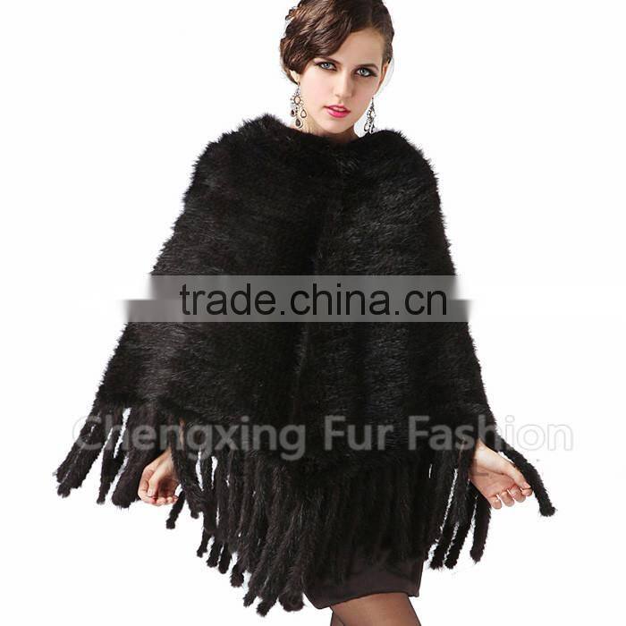 CX-B-M-10E Large Knit Mink Pullover Shawl