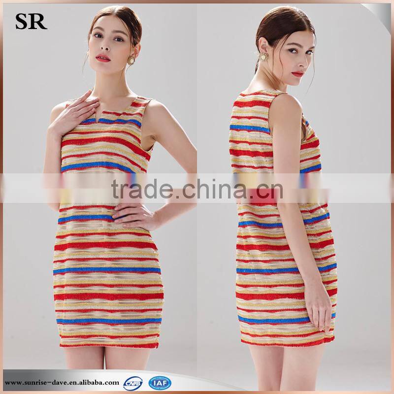 latest lurexr multi sleeveless ladies crochet casual dress