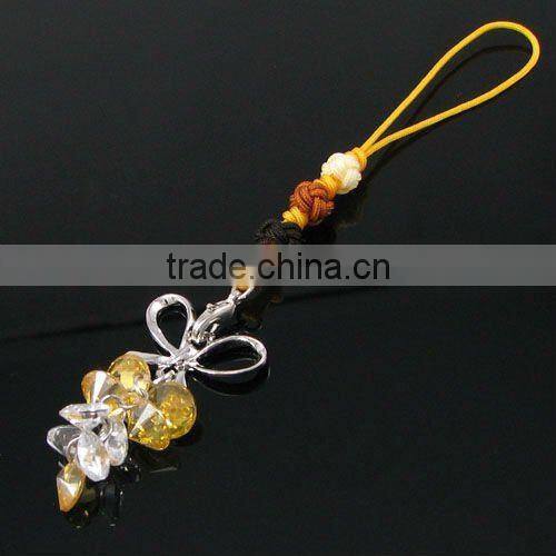 fashion butterfly mobile charm, high quality crystal mobile accessories