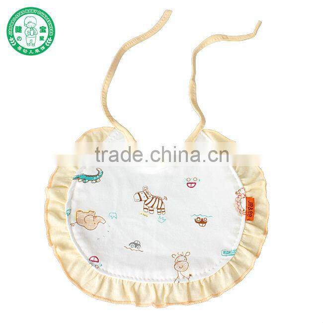 Ruffled corner 100% cotton cute baby bibs