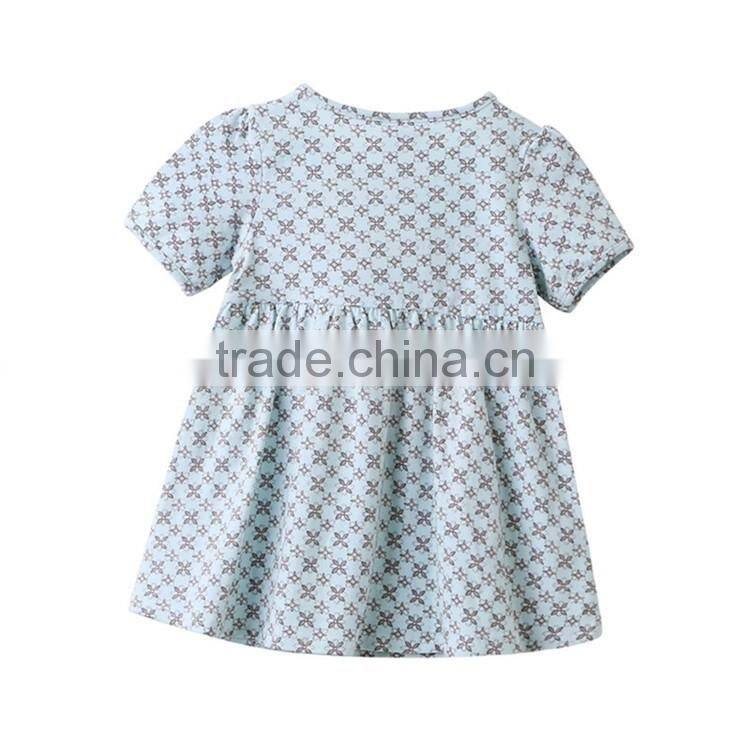 Summer boutique girl printed clothing cotton cinched waist baby dress new style