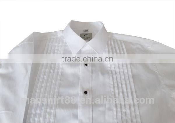 custom design front pleats tuxedo shirt