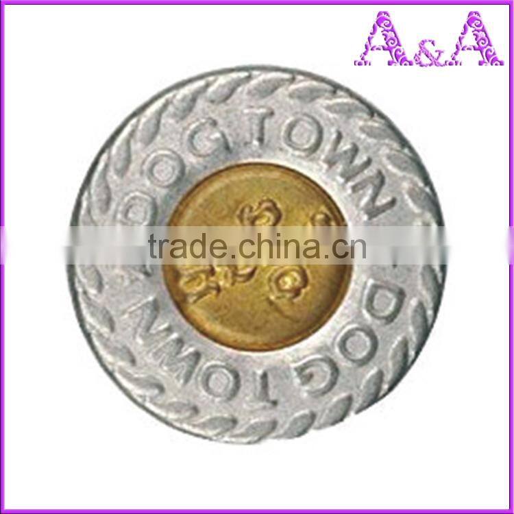 Wholesale custom zinc alloy metal botton jeans button for lady jeans