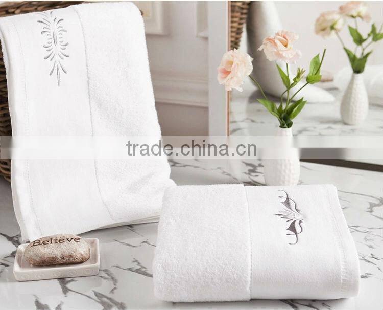 100% cotton luxury custom embroidery logo bath towels