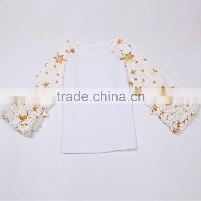 New Design Figure gold Star Printing Newborn Baby Ruffle Leggings Knit Clothes Wholesales