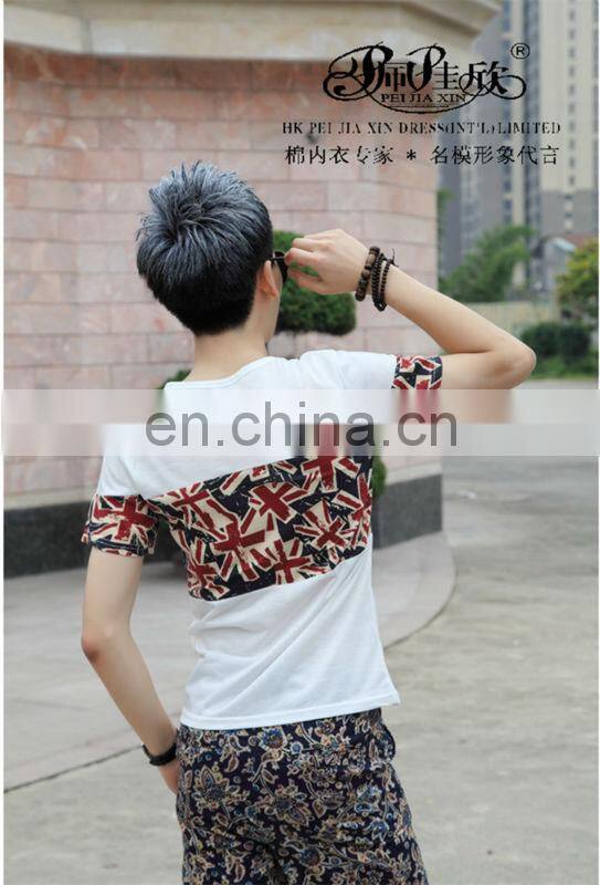 Peijiaxin Fashion Design Casual Style Flag Montaged T shirt with Wholesale Price