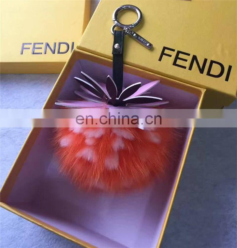 2017 Newest Style Fox Fur Ball Keychain, Pineapple Fur Keychain Pom Pom Bag Pendant