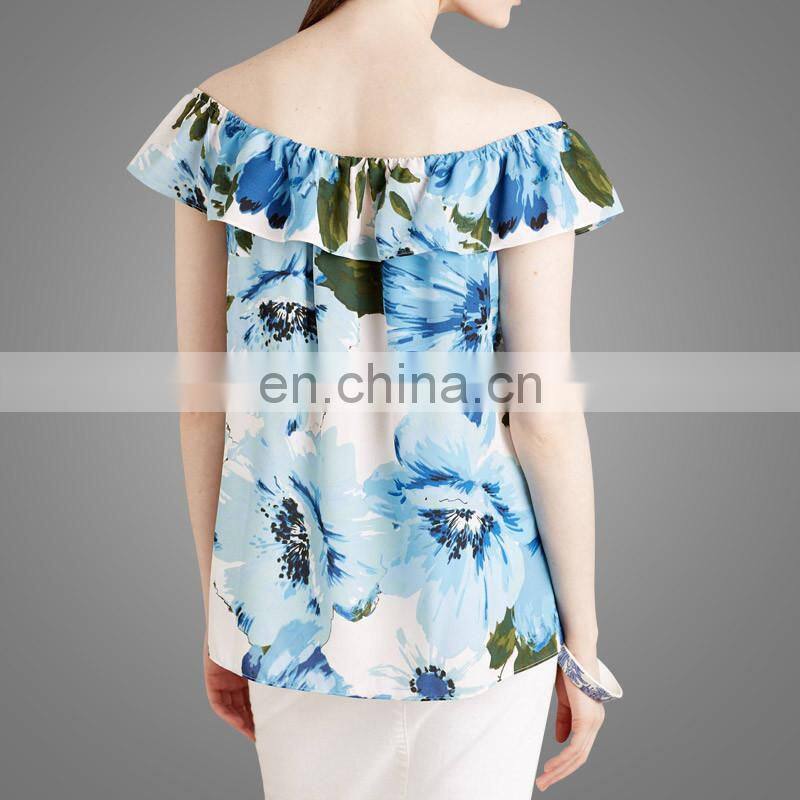 High Quality Off Shoulder Top Floral Printing Tube Top New Fashion Office Skirts and Blouses for Women