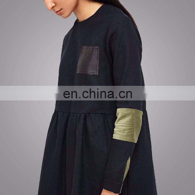 China Suppliers OEM Service With Wholesale Price Black Stitching Coat Girl's Wear Europe Loose Tops