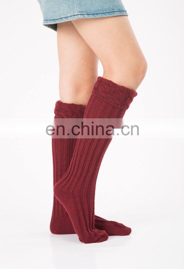 fashion floor socks with cable knit turnover ,knitted leg warmers women