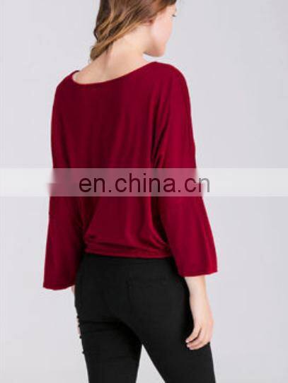 2016 New Design Women Ladies Plain TShirt Long Sleeve Shirt Casual Blouse Tops V Neck Cotton Tee