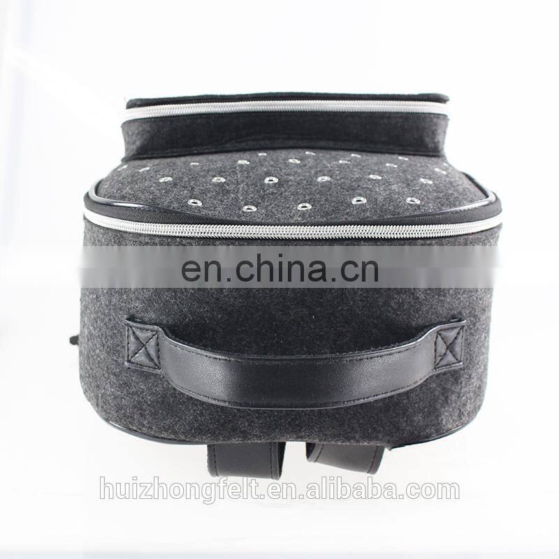 Custom fashion laptop felt backpack with leather shoulder strap