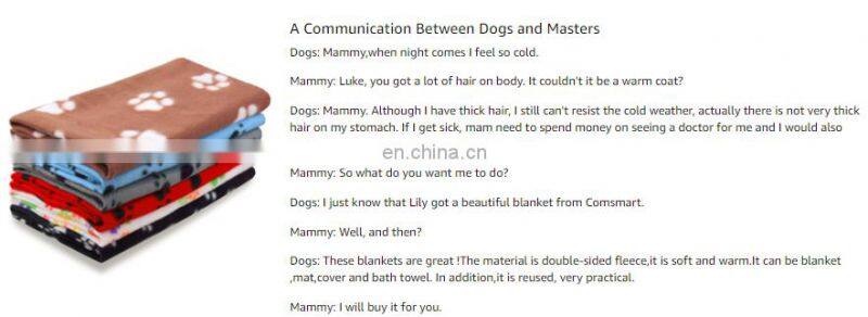 Cute Cat Fleece Blanket Pet Dog Blanket Warm Paw Print Blanket Bed Cover for Dogs and Cats