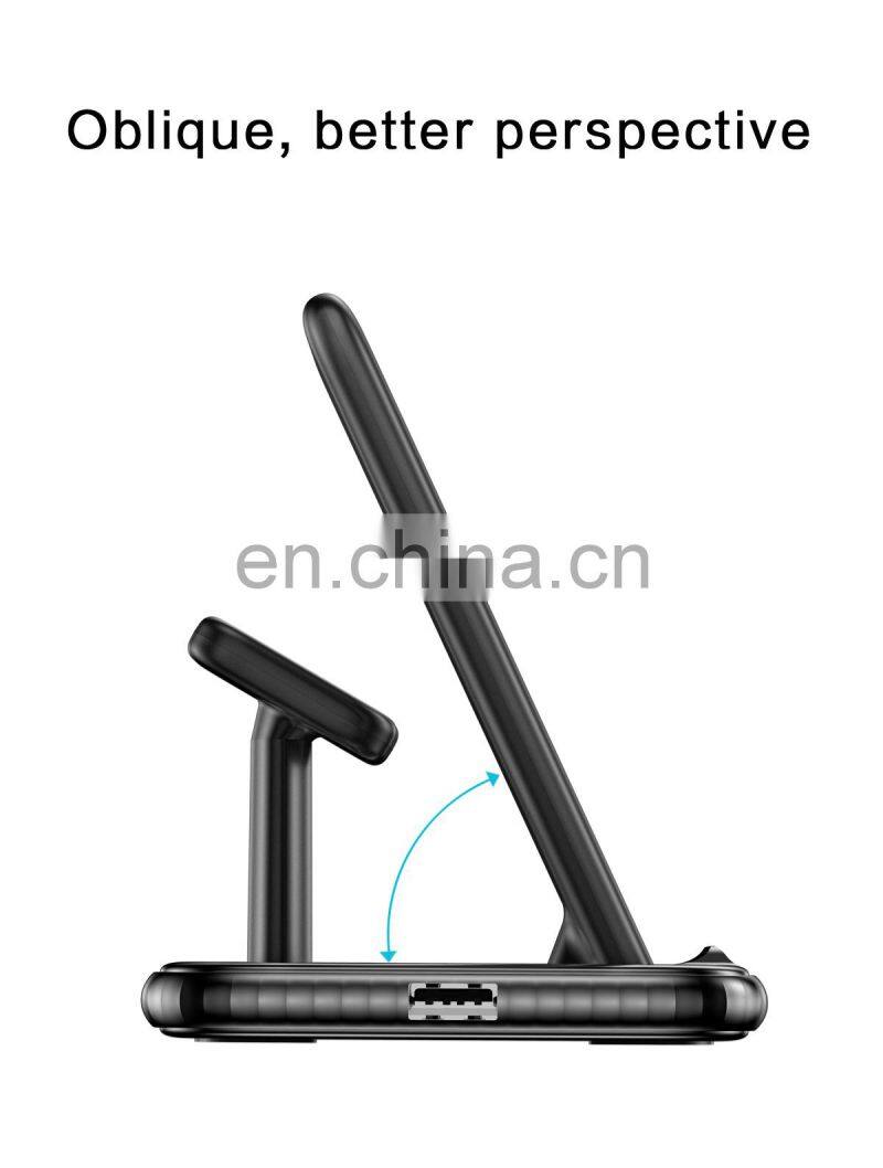 New Products 2020 15W 9V 2A 4 in 1 Wireless Charger Unique Design Stand Wireless Charging For Earphone