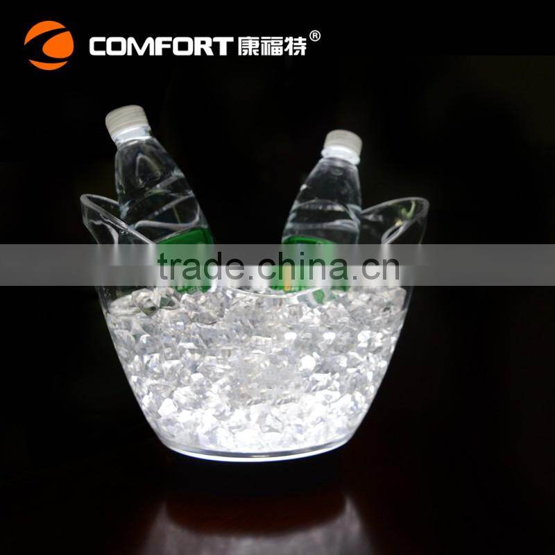 nightclub plastic LED oval ice bucket 4L with handle for beer