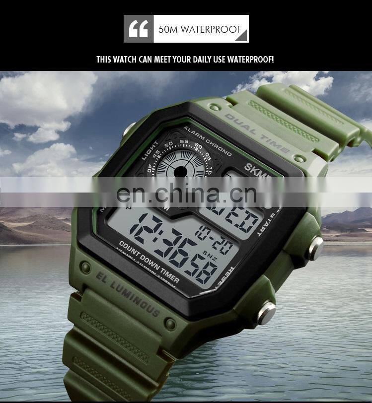 Top 10 hot selling cheap digital watch Skmei wrist watches men ABS case material Imported LED relojes hombre 1299