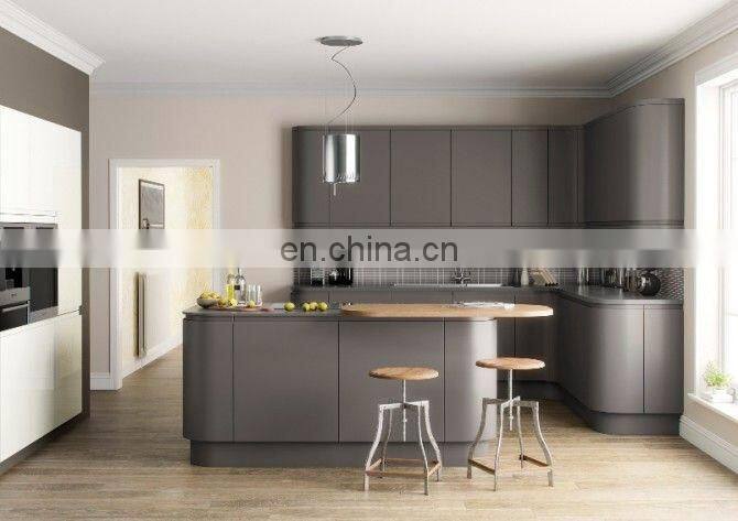 Popular Modern Look Hotel Project Matt Silver Grey Kitchen Pantry Cupboard