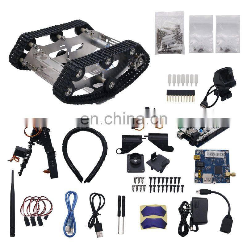 Unfinished Smart Robotic Car Kit + A1 Robot Arm Standard Version Black WIFI Robot Tank Kit