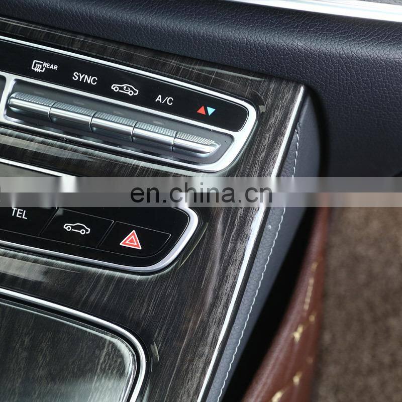 New Black ash Wood Grain For Mercedes Benz E Class W213 2016 2017 ABS Console Gear Panel Frame Cover Trim Stickers
