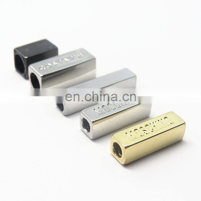 Wholesale Zinc Alloy Engraved Logo Aglet Hoodie Metal Tips Hoodie Strings Aglets