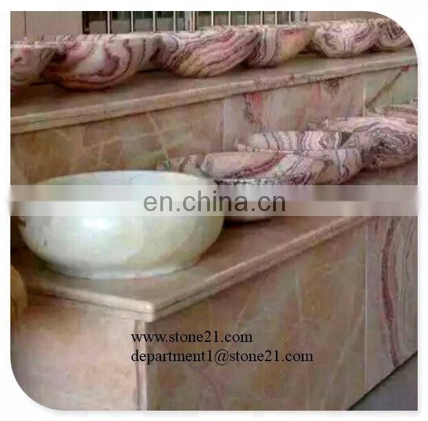 Maple red Granite stone round bathroom sink