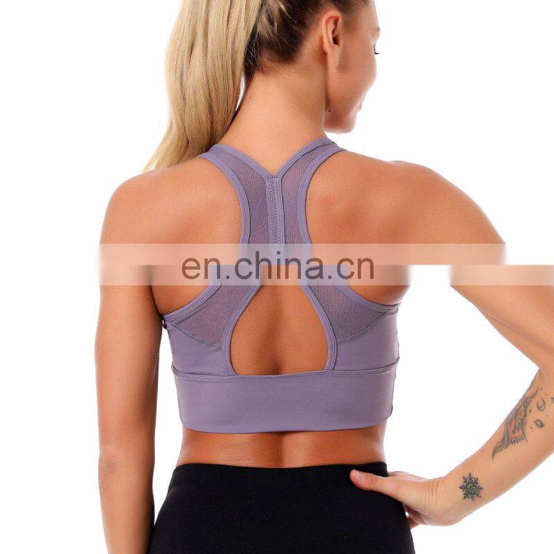 Fitness Shockproof Mesh Sports Bra Gym Tank Tops Running High Impact Women Seamless Push Up Yoga Bras