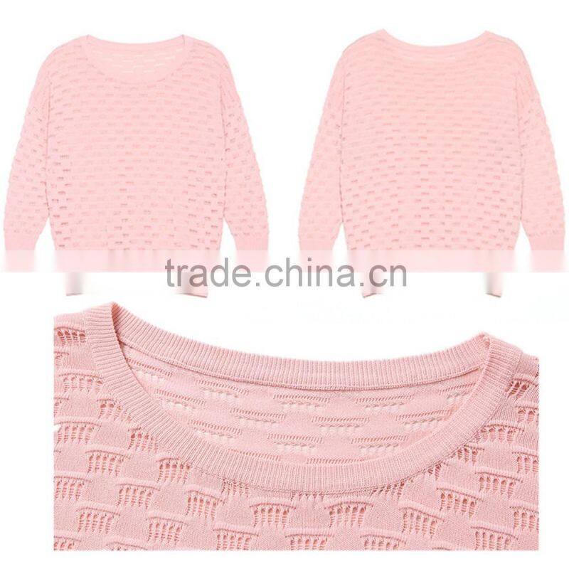 New arrival fashion summer hollow sweater with breathable pullover style