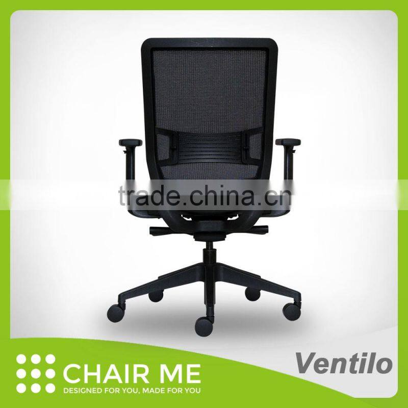 Black Backrest, Black fabric, Black Seat Office Mesh Chair with Adjustable Armrest and Nylon Base