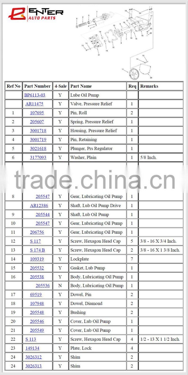 AR12387 high quality ccec parts k38 oil pump