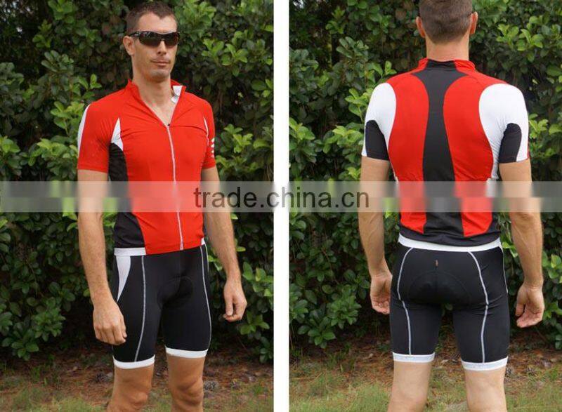 2015 Outdoor Sports Pro Team Men's Short Sleeve Custom Cycling Jersey and Bib Shorts Set