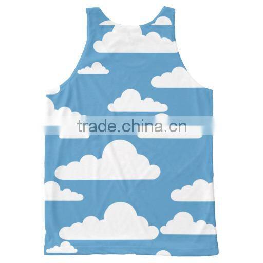 wholesale plain cheap blue and white seamless tank top for no gender