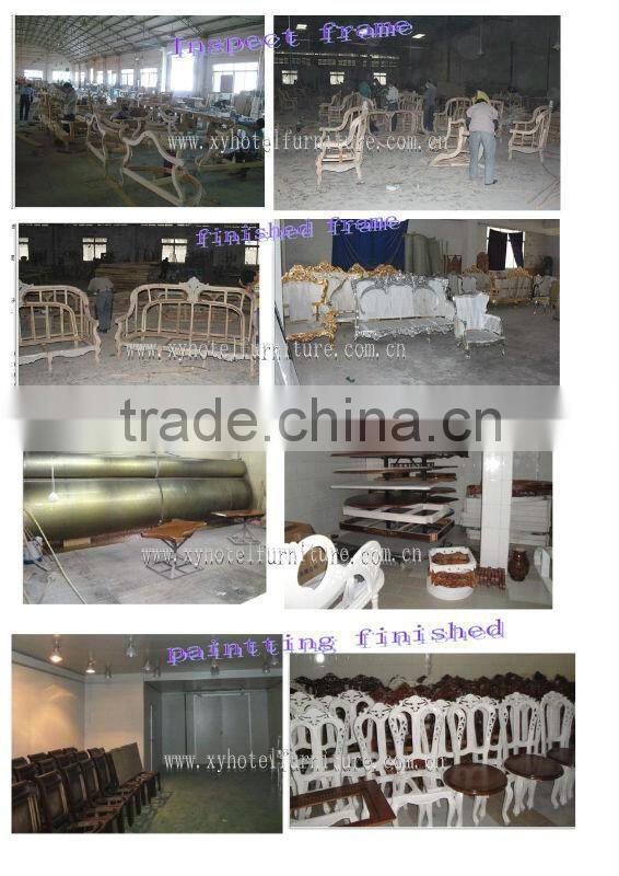 White carving frame fabric cover eventing sofa XW1027