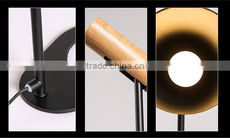 wooden+steel E27*1 table lamp, bedroom /study small desk light ,