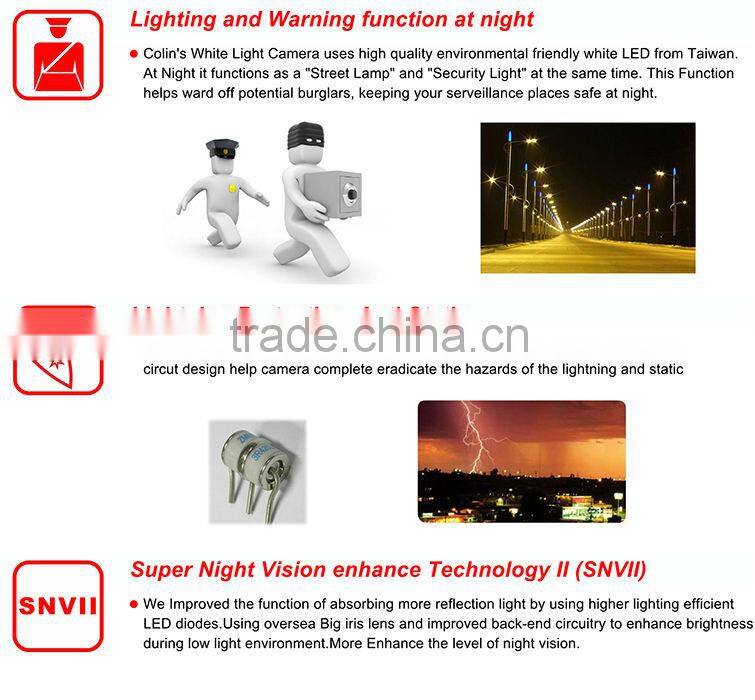 Colin HD real color night vision white light waterproof onvif indoor or otudoor security ip camera
