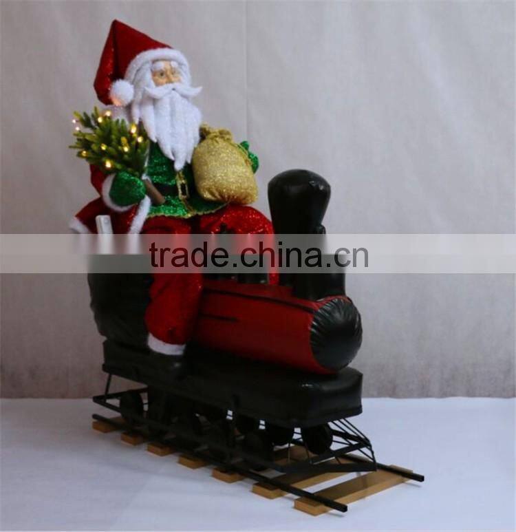 XM-A6131 Outdoor 55 inch giant christmas inflatable santa train ornament with gifts and lighted tree