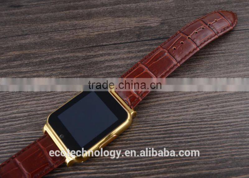 15$ W90 Bluetooth Smart Watch 6260A Men Luxury Leather Business Wristwatch Knight Full View HD
