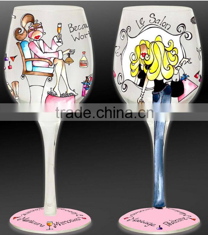 Colorful Mouth Blown Painted Wine Glass/Stemware