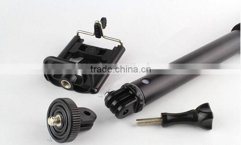 wirless Self-lock Extendable Monopod + Tripod Mount Adapter + Phone Clip Holder for GoPro Camera for iPhone Samsung Phone