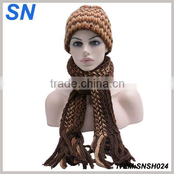 Coffee color scarf hat glove sets for ladies