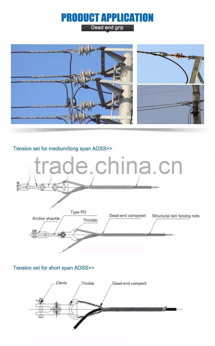 Wire preformed guy grip for adss/opgw with inner rod