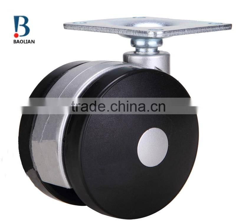 2016 hot-sale 3-inch nylon plastic plate black rivet twin swivel caster wheels for suitcase