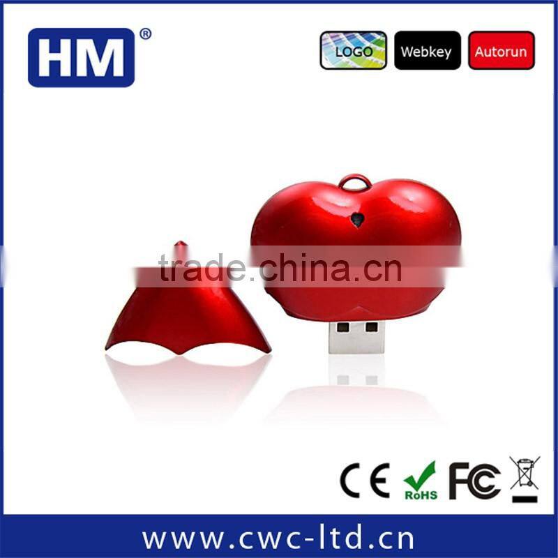 Plastic Heart shaped 4GB 8GB 16GB 32GB usb flash drive