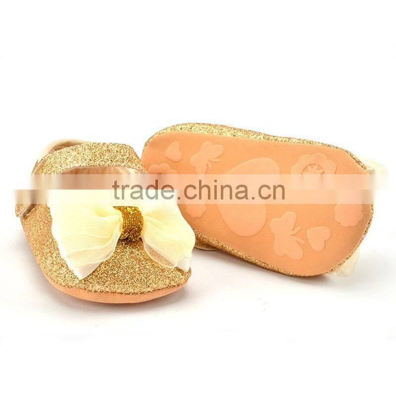 2016 A-bomb Fashionable Designed Bling Bling Soft Sole Bowknot wholesale baby shoes/baby prewalker shoes