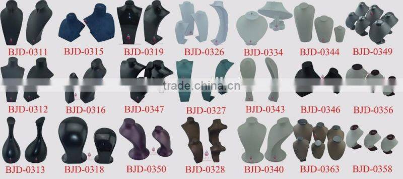 Handmade white jewelry necklace display bust