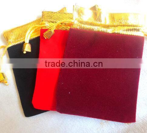 Professional gold microfiber top mini velvet bag soft with aglets