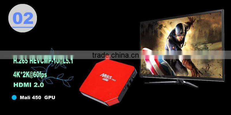 2.4G/5.8G WIFI Gigabit LAN KODI 16.0 Amlogic S905 2G+16G Android 5.1 m8s plus android tv box