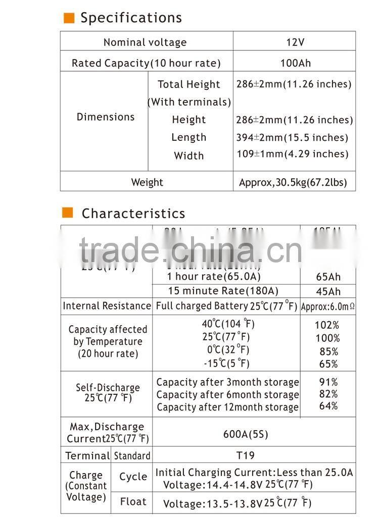 battery solar 100 amp 12v 100AH solar led lead acid