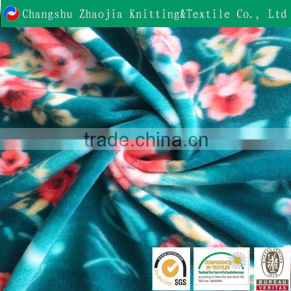 Custom print 88 polyester 12 elastane fabric manufacture beibei velvet fabric