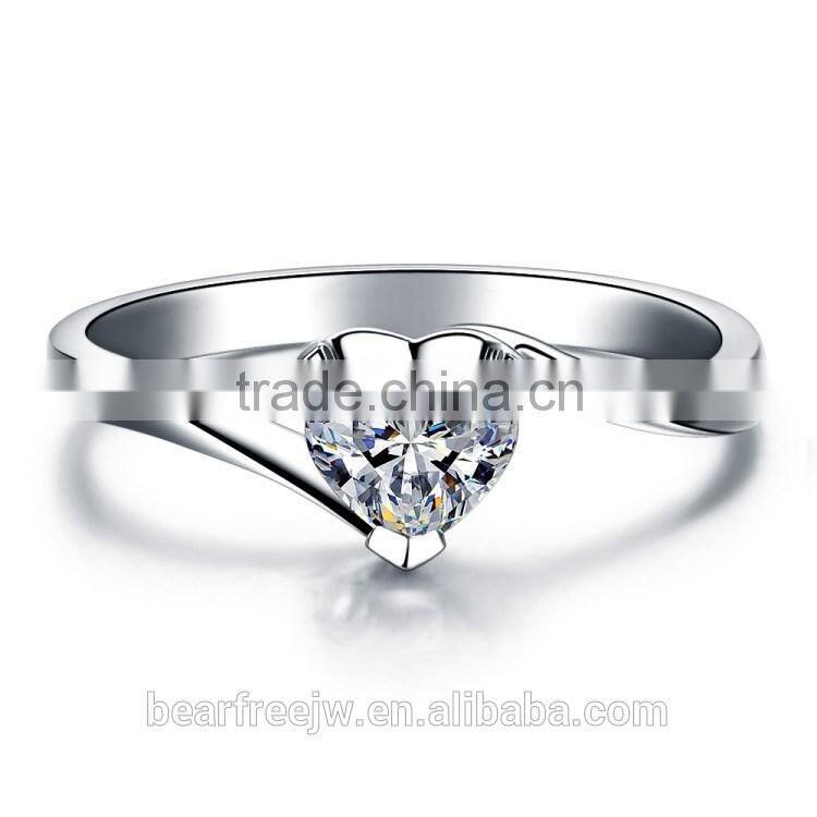 Engagement White Gold Plated CZ Promise love Wedding Rings 925 sterling silver
