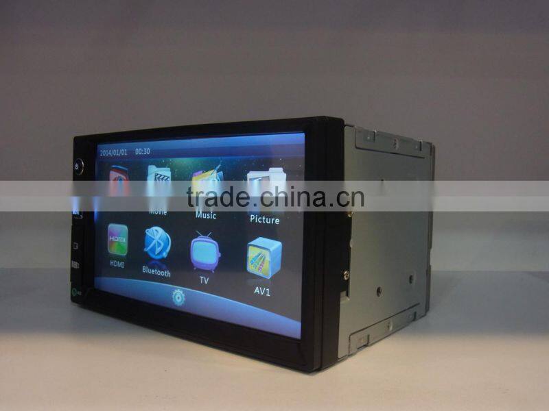 7inch double din car mp5 with USB/SD/Radio/AUX/Bluetooth functions and 1080P multimedia
